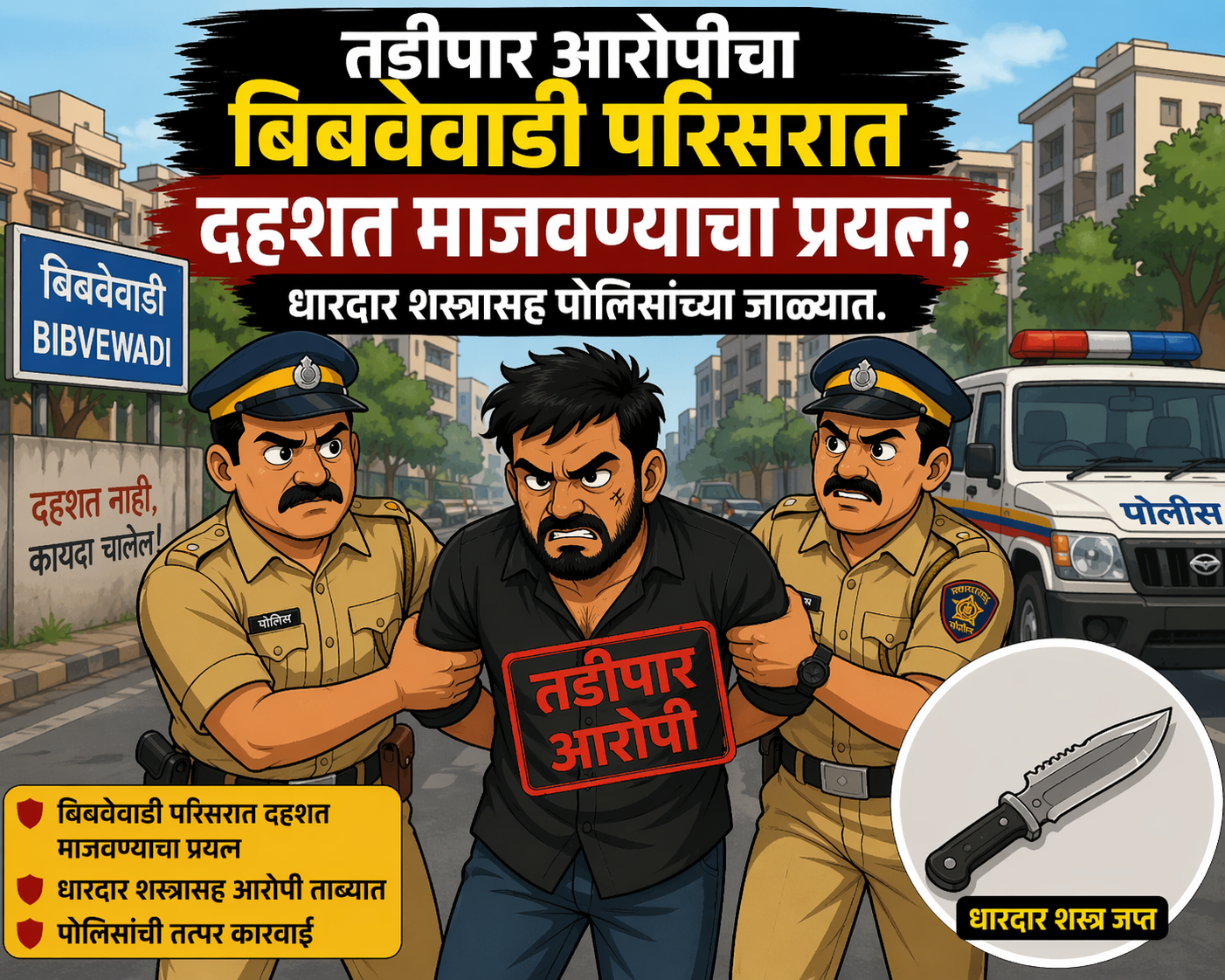 तडीपार आरोपीचा बिबवेवाडी परिसरात दहशत माजवण्याचा प्रयत्न; धारदार शस्त्रासह पोलिसांच्या जाळ्यात.